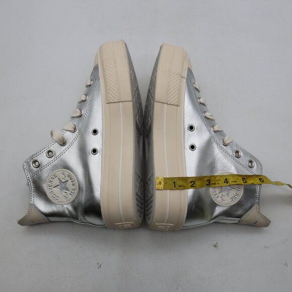 Converse All Star Lift Shoes Women's Size 7.5 Metallic Silver High Top A09902C - Picture 6 of 9